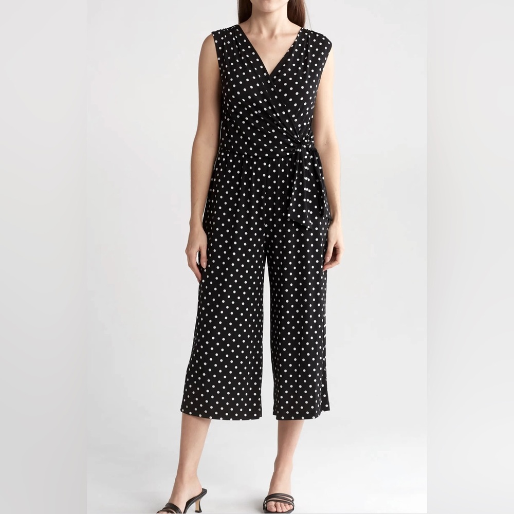 Connected Apparel polka dot Capri jumpsuit —size 8P